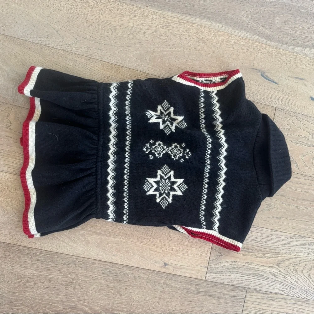 Ralph Lauren Black Knit Peplum fair isle Vest large